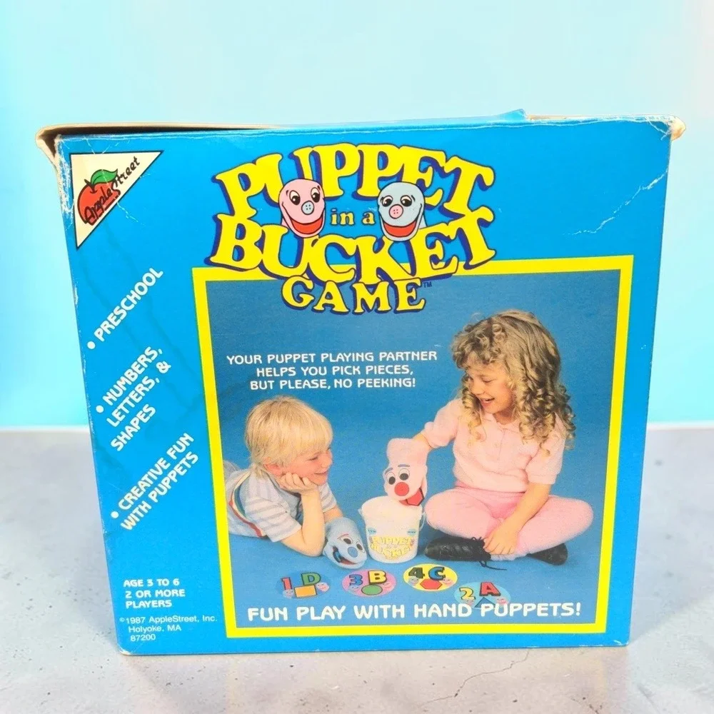 VTG 80s AppleStreet Puppet in a Bucket Game Preschool Learning Toy 1987 New Rare